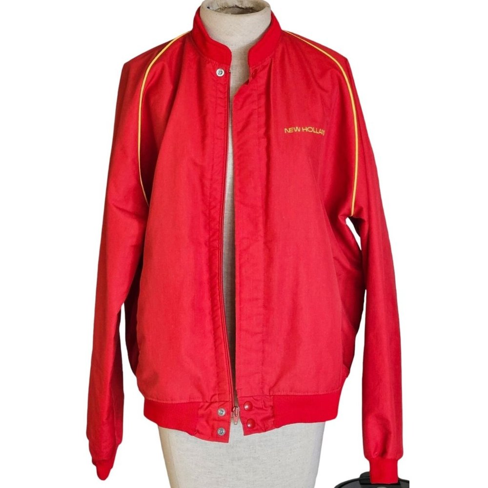 Vintage men's pro line racing jacket‎ size Large New Holland embroidery red